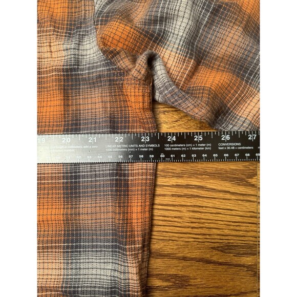 Red Head Brand‎ Co. Long Sleeve Mens Large Orange Grey Flannel Button Up Shirt - Picture 14 of 16